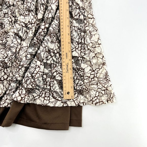 Joseph Ribkoff Dress Womens 6 White Brown Floral Fishnet Overlay Lined Waist Tie - Picture 5 of 5